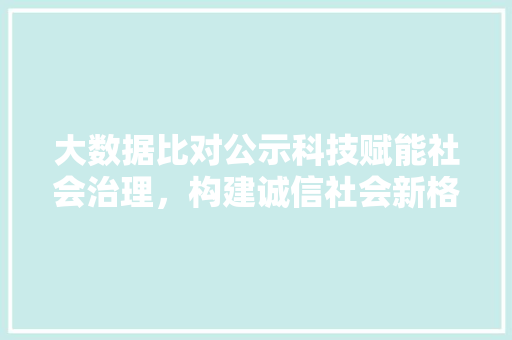 大数据比对公示科技赋能社会治理，构建诚信社会新格局