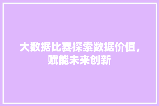 大数据比赛探索数据价值，赋能未来创新