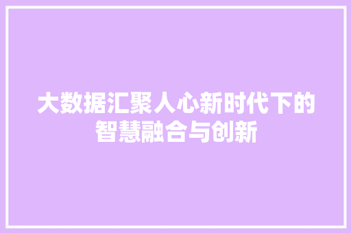 大数据汇聚人心新时代下的智慧融合与创新
