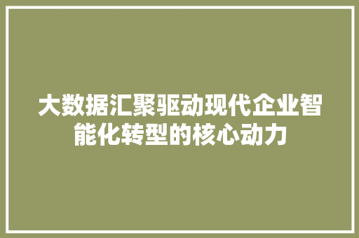 大数据汇聚驱动现代企业智能化转型的核心动力