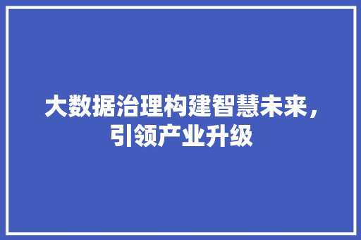 大数据治理构建智慧未来，引领产业升级