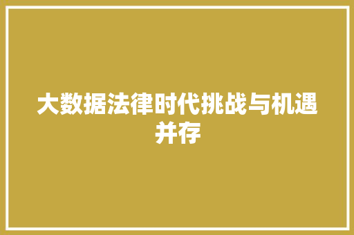 大数据法律时代挑战与机遇并存