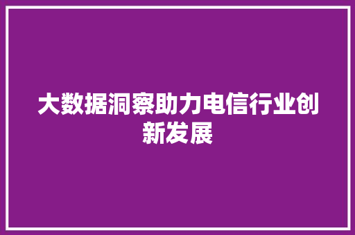 大数据洞察助力电信行业创新发展