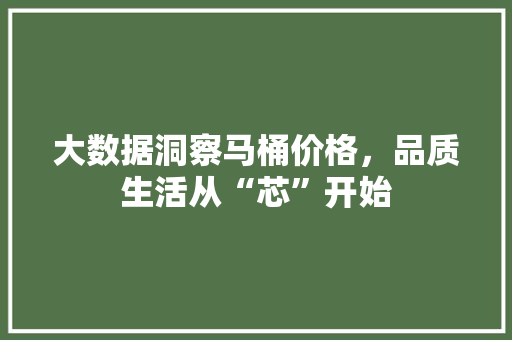 大数据洞察马桶价格，品质生活从“芯”开始
