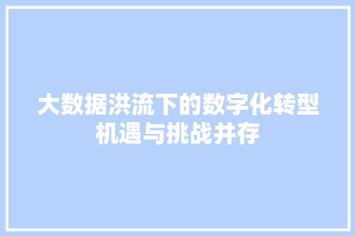 大数据洪流下的数字化转型机遇与挑战并存