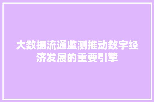 大数据流通监测推动数字经济发展的重要引擎