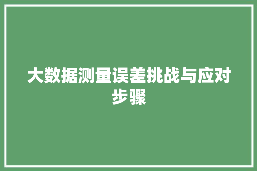 大数据测量误差挑战与应对步骤