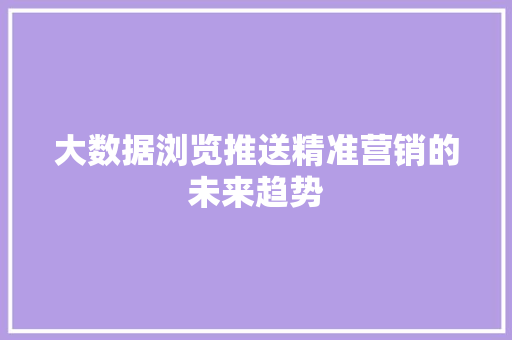 大数据浏览推送精准营销的未来趋势