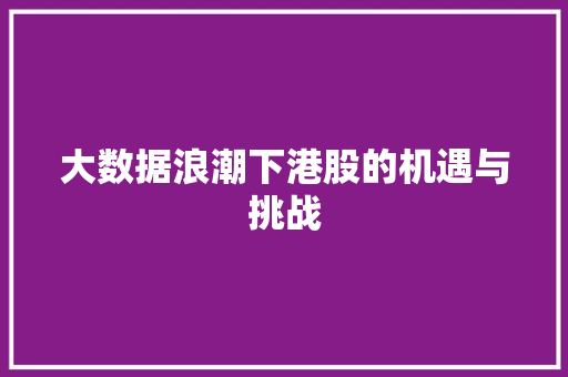 大数据浪潮下港股的机遇与挑战