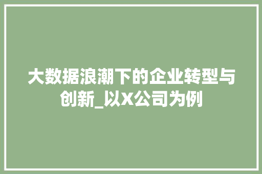 大数据浪潮下的企业转型与创新_以X公司为例