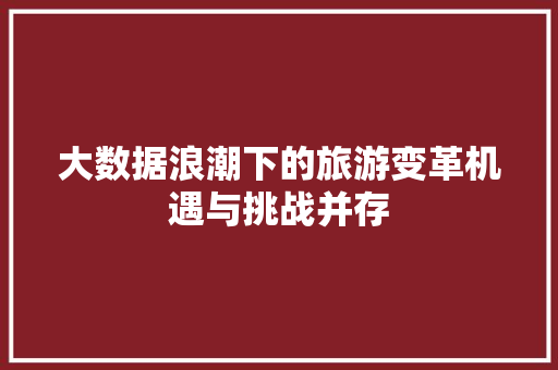 大数据浪潮下的旅游变革机遇与挑战并存