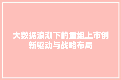 大数据浪潮下的重组上市创新驱动与战略布局