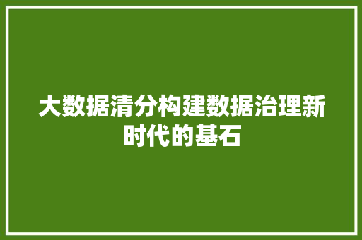 大数据清分构建数据治理新时代的基石