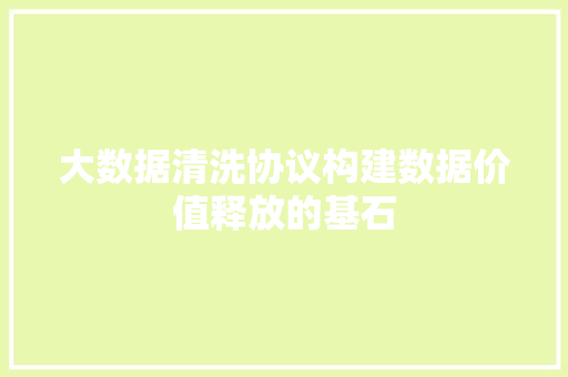 大数据清洗协议构建数据价值释放的基石