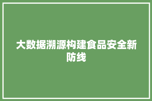 大数据溯源构建食品安全新防线