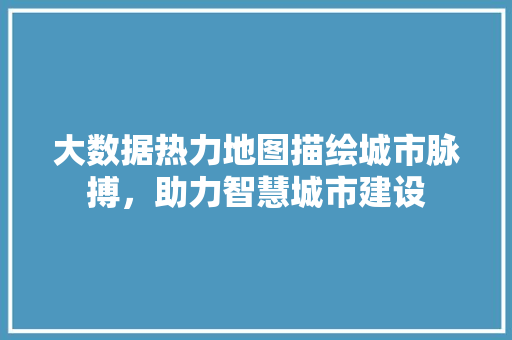 大数据热力地图描绘城市脉搏，助力智慧城市建设