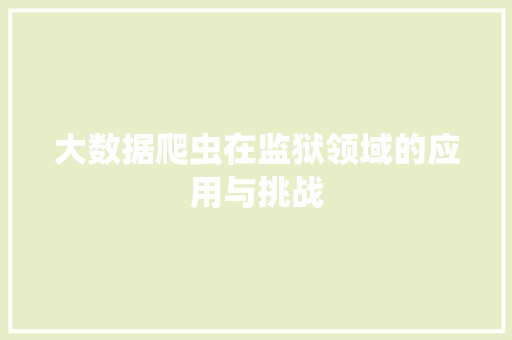 大数据爬虫在监狱领域的应用与挑战 SEO教程