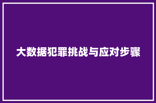 大数据犯罪挑战与应对步骤 大数据犯罪挑战与应对步骤
