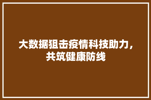 大数据狙击疫情科技助力，共筑健康防线