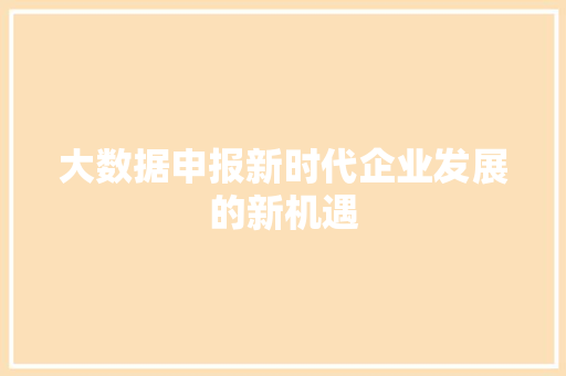 大数据申报新时代企业发展的新机遇