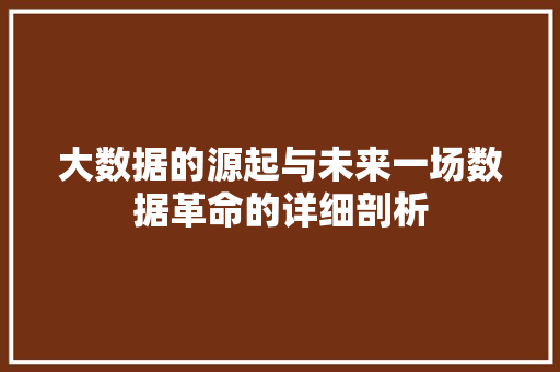大数据的源起与未来一场数据革命的详细剖析