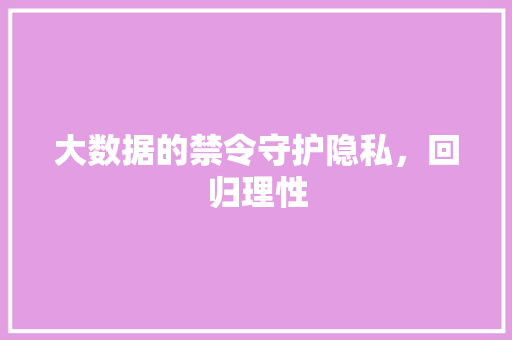 大数据的禁令守护隐私，回归理性