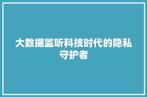 大数据监听科技时代的隐私守护者
