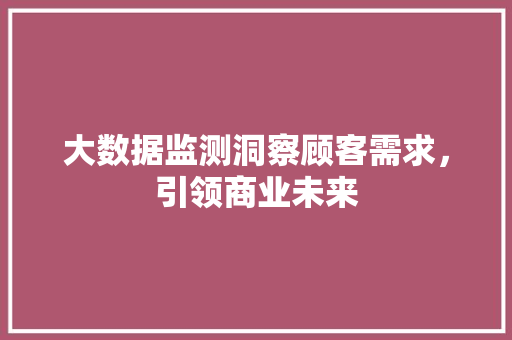 大数据监测洞察顾客需求，引领商业未来