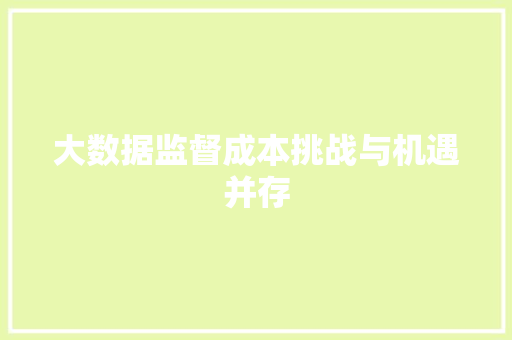 大数据监督成本挑战与机遇并存