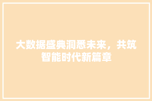 大数据盛典洞悉未来，共筑智能时代新篇章