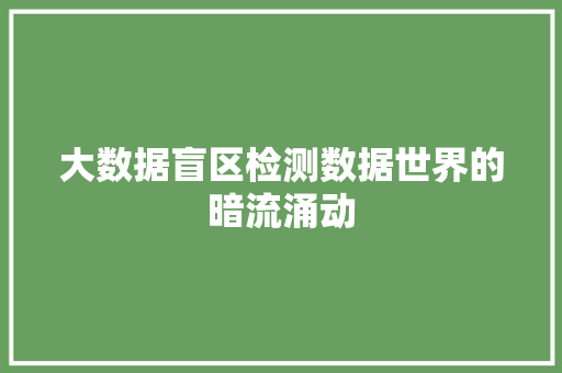 大数据盲区检测数据世界的暗流涌动