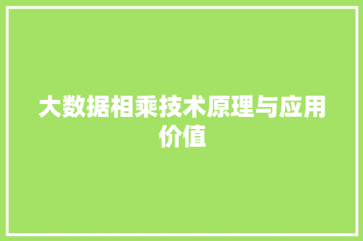 大数据相乘技术原理与应用价值