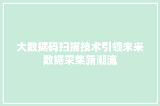 大数据码扫描技术引领未来数据采集新潮流