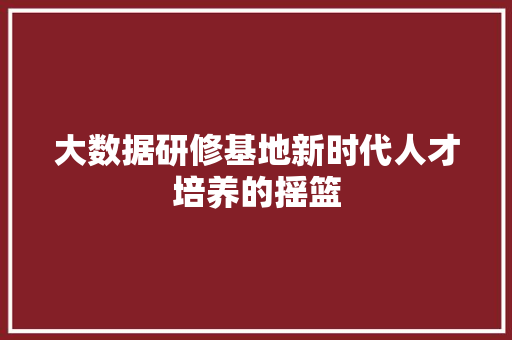 大数据研修基地新时代人才培养的摇篮