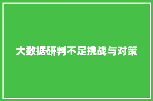 大数据研判不足挑战与对策