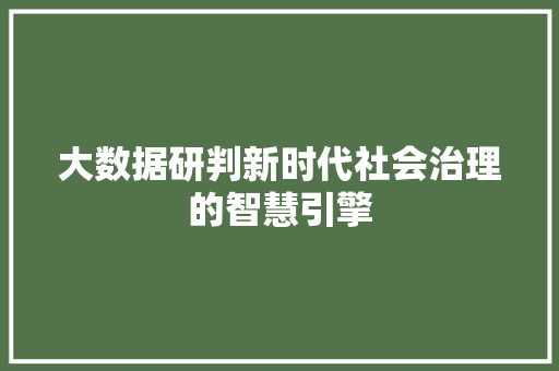 大数据研判新时代社会治理的智慧引擎