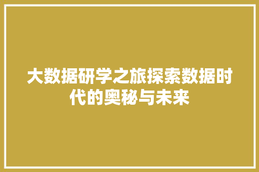 大数据研学之旅探索数据时代的奥秘与未来