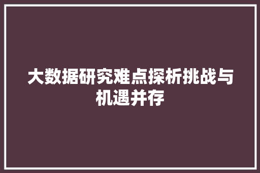 大数据研究难点探析挑战与机遇并存