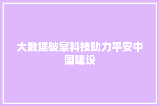大数据破案科技助力平安中国建设