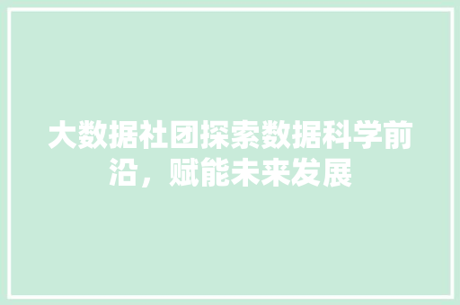 大数据社团探索数据科学前沿，赋能未来发展