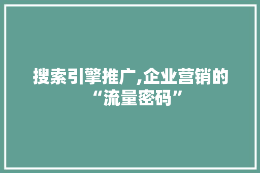 搜索引擎推广,企业营销的“流量密码”