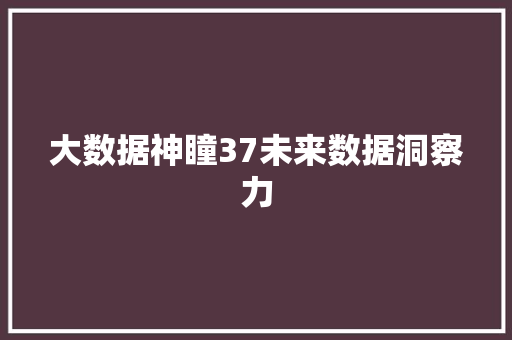 大数据神瞳37未来数据洞察力