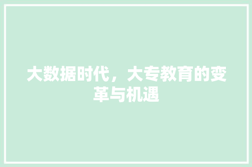 大数据时代，大专教育的变革与机遇
