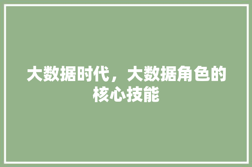 大数据时代，大数据角色的核心技能