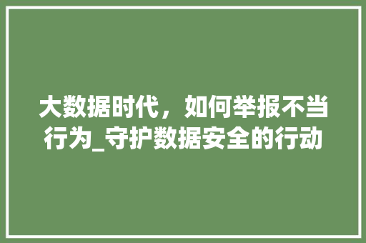 大数据时代，如何举报不当行为_守护数据安全的行动指南
