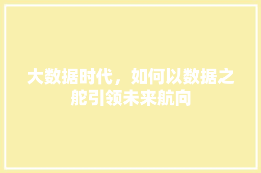 大数据时代，如何以数据之舵引领未来航向