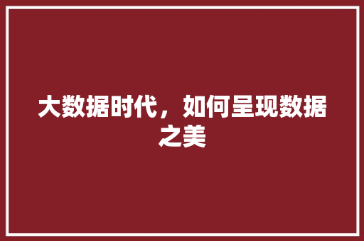 大数据时代，如何呈现数据之美