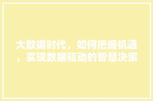 大数据时代，如何把握机遇，实现数据驱动的智慧决策