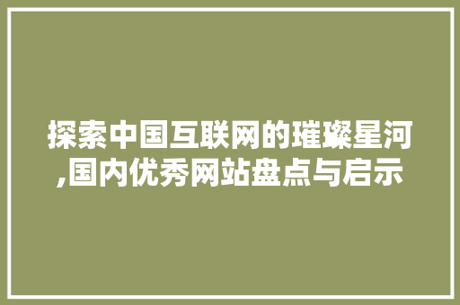 探索中国互联网的璀璨星河,国内优秀网站盘点与启示