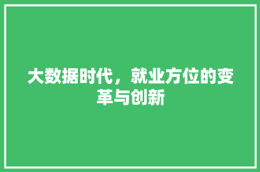 大数据时代，就业方位的变革与创新